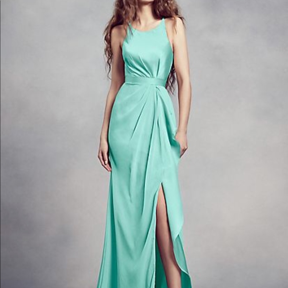 Charmeuse and Chiffon Bridesmaid Dress with Ruffle